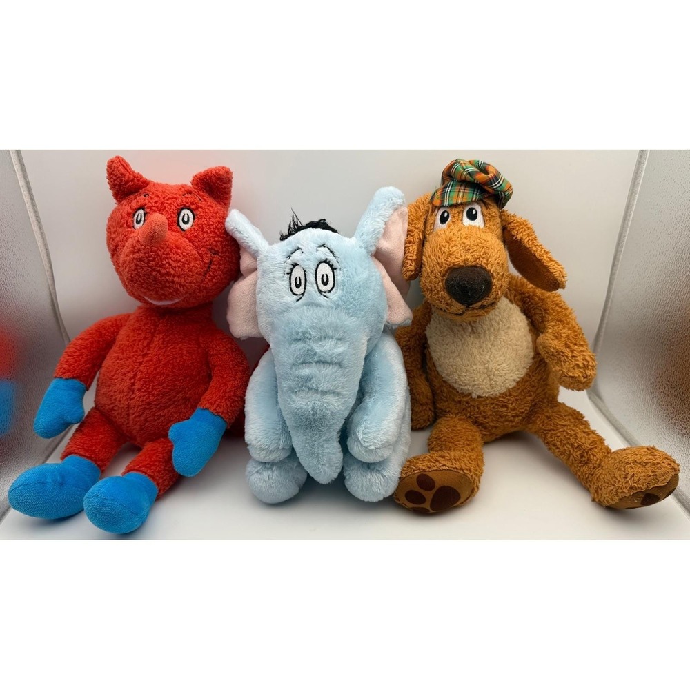 Kohls Cares‎ Dr Seuss Plush Lot Horton Fox in Socks Go Dog Go Dog 3pc Storybook